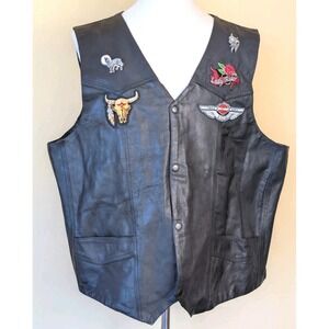 Harley Davidson 100th Patched Leather Biker Vest 5XL Lady Rider